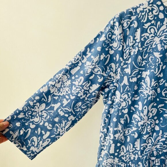 MLM The label relaxed tiered mini dress, blue floral cotton, Size M - Picture 5 of 8